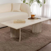 Turate, Tavolino da Salotto Forma Rettangolare, 119x60x40h cm Bianco Marmo