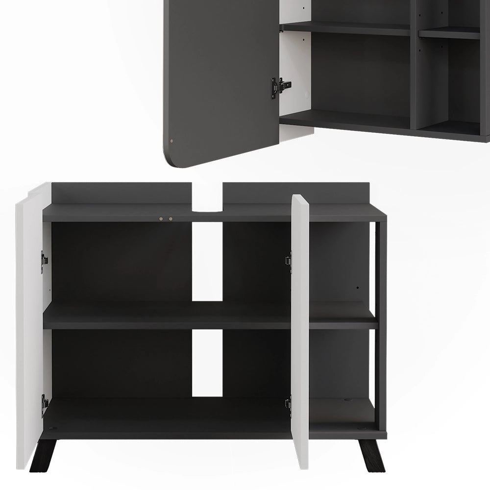 Vicco Set di mobili da bagno Antracite/bianco 2 parti