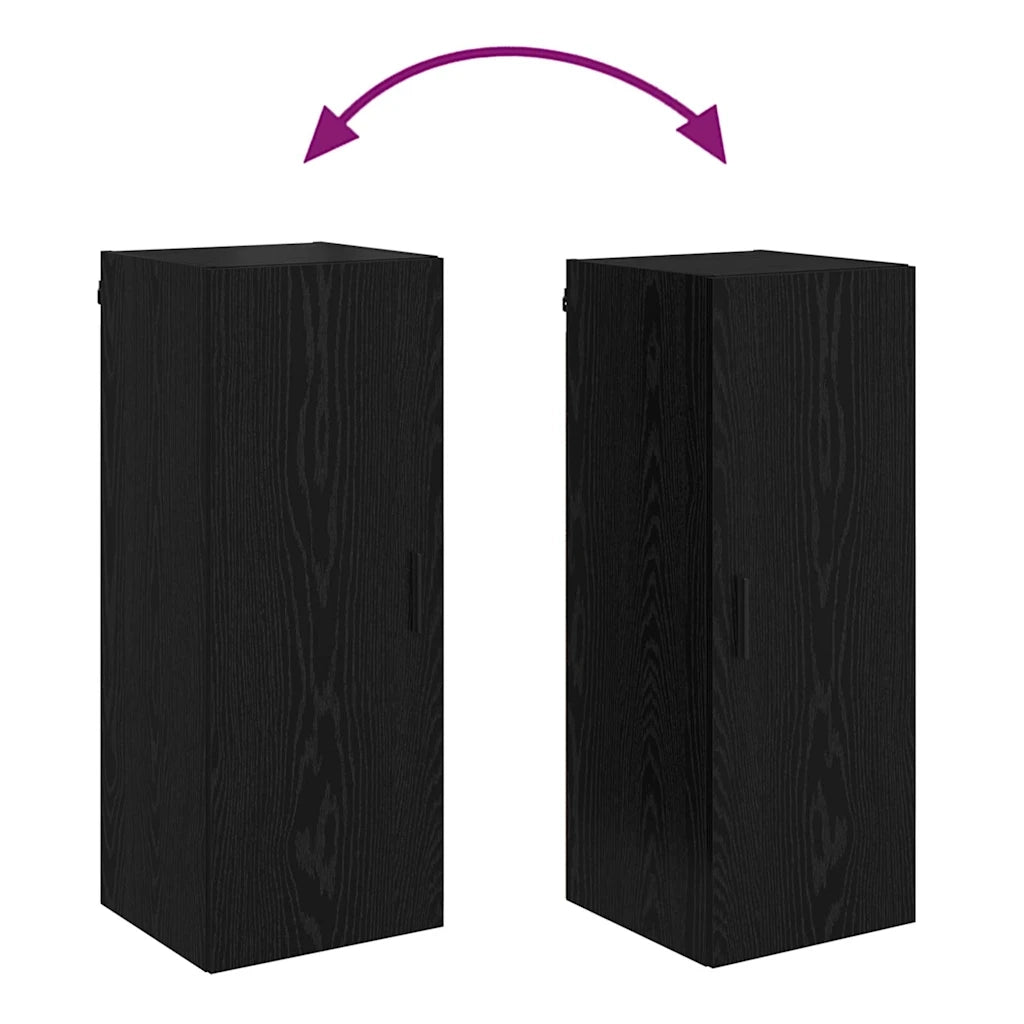 Pensile | Mobile a Parete Rovere Nero 34,5 x 34 x 90 cm Legno multistrato