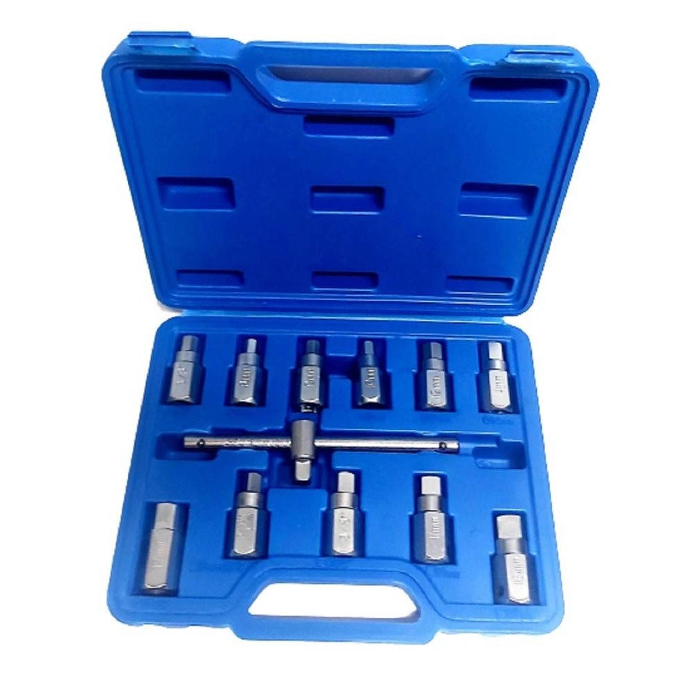 Trade Shop - Chiave Del Carter Quadrato Ed Esagonale Set 12 Pezzi Chiavi Universali A Bussola -