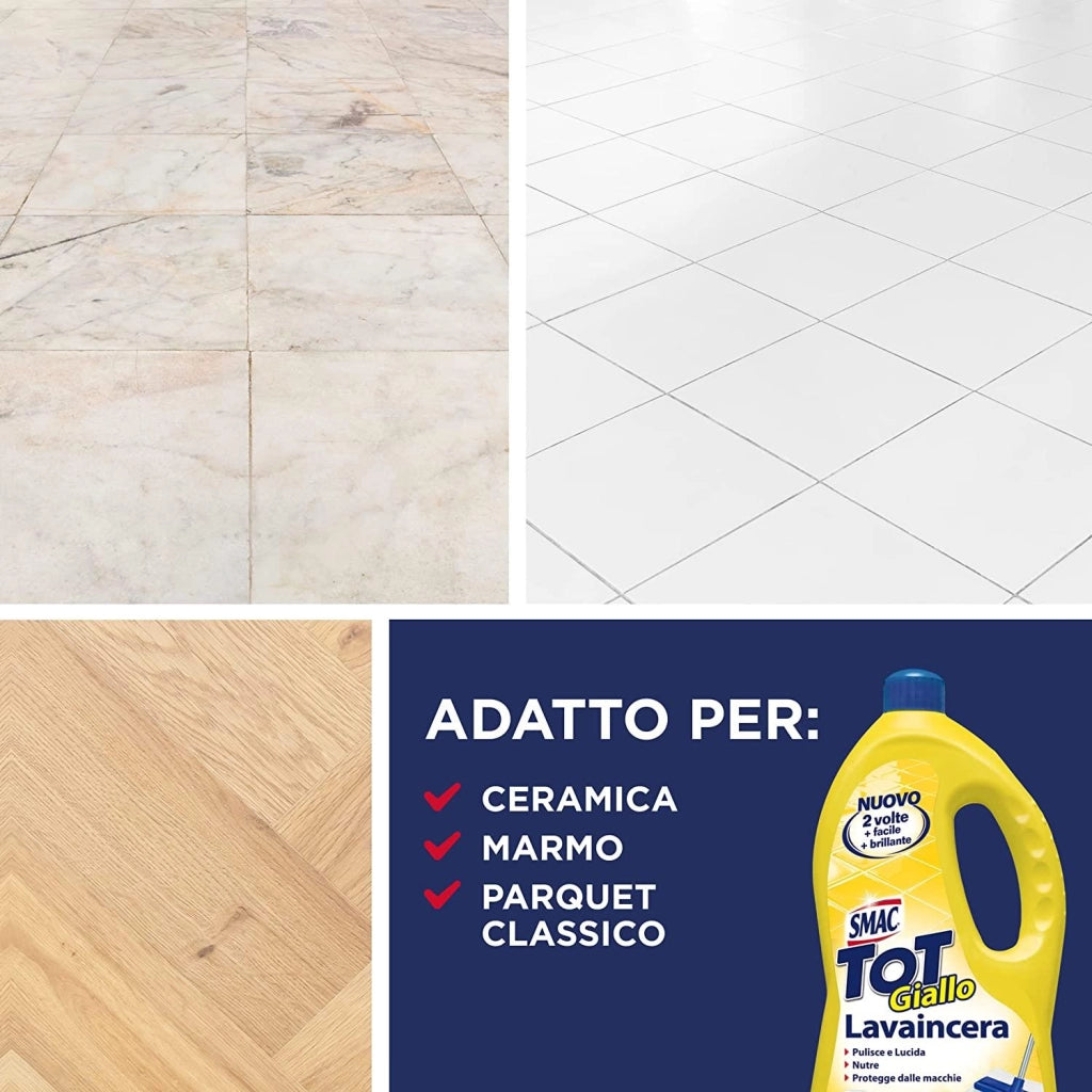 SET 3 CONFEZIONI SMAC TOT GIALLO DETERGENTE LAVAINCERA CON CERA DI CARNUBA 1 LT