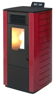 King stufa a pellet king 118c canalizzata, bordeaux, 8,7kw-n, ventilata, rivestimento in acciaio, con telecomando
