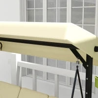 Dondolo da Giardino 3 Posti con Tettuccio Regolabile, in Metallo e tessuto Teslin, Beige e Nero