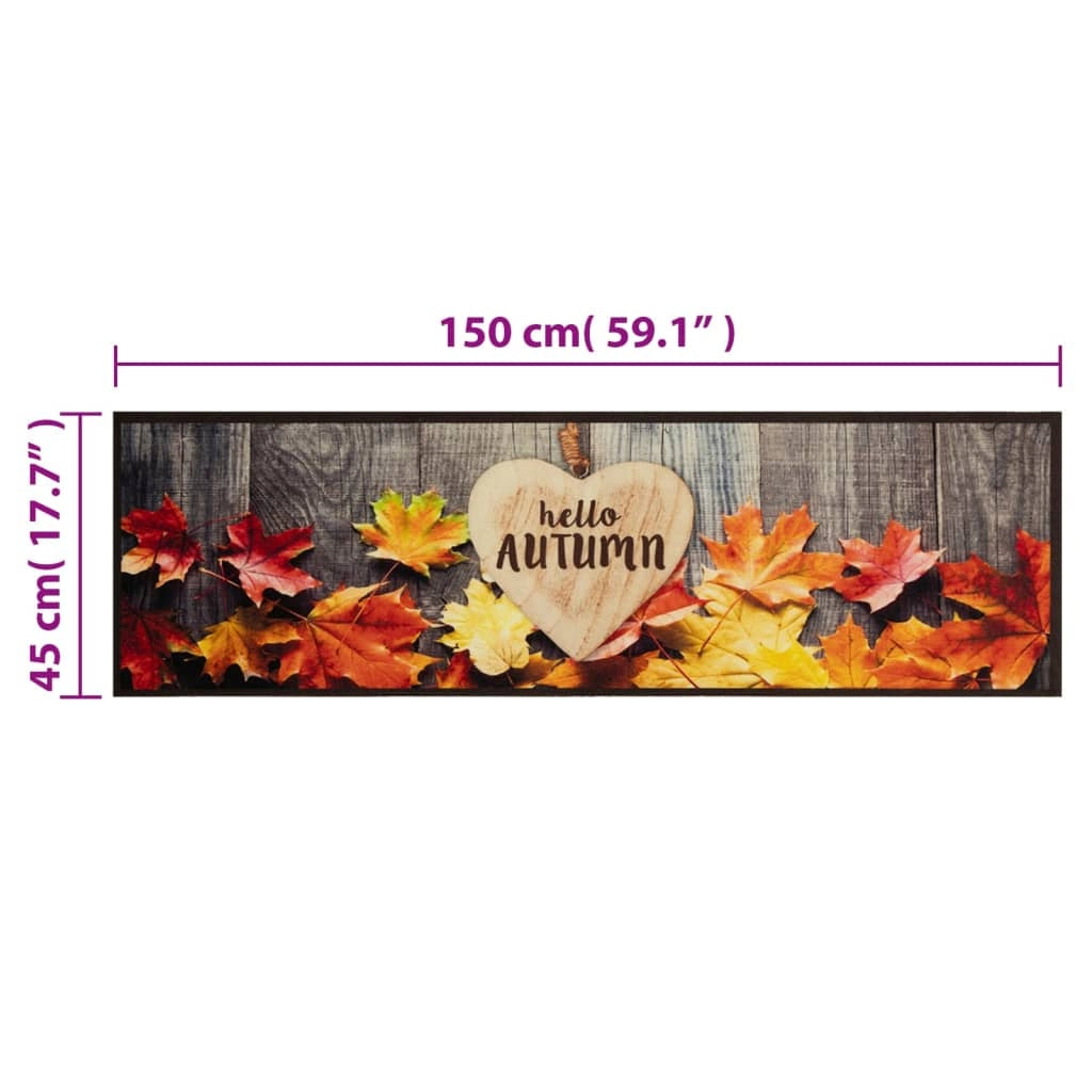 Tappetino da cucina lavabile con stampa autunnale 45 x 150 cm antiscivolo morbido esteticamente gradevole in velluto marrone 02_0056465
