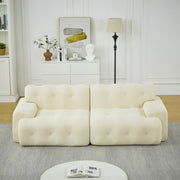Divano a 2 posti in tessuto traspirante con braccioli larghi e supporto ergonomico beige 224 × 104 × 66 cm
