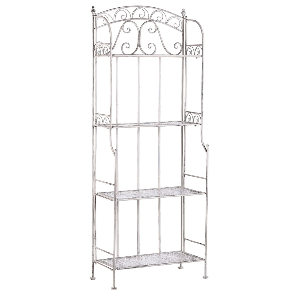 Scaffale per piante in metallo bianco 4 ripiani da giardino autoportante per esterni da esterno per interni da bagno