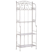 Scaffale per piante in metallo bianco 4 ripiani da giardino autoportante per esterni da esterno per interni da bagno