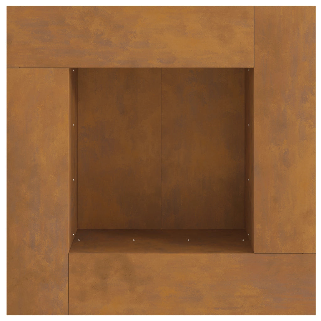 Braciere Quadrato  80x80x40 cm in Acciaio Invecchiato