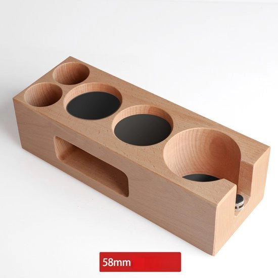 Stazione di tampazione, 58 mm, 5 fori, legno, stazione di tampazione, dispensatore di espresso, filtro di caffè, tampone, knockbox, adatto per portafilter di caffè stazione di tampazione
