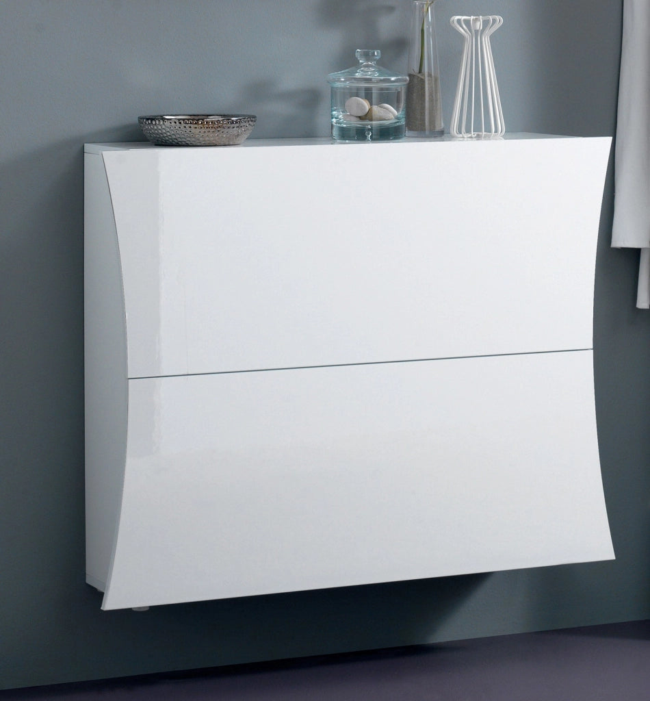 Scarpiera 2 Ante a Ribalta 101x26,6x81,4 cm Arco Bianco Lucido