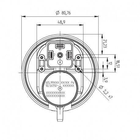 Pressostato differenziale della HUBA Control - 59 Pascal in depressione Serie 605 per Aria e fumi