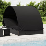 Lettino Doppio Tetto Rotondo Nero 211x112x140 cm in Polyrattancod mxl 78434