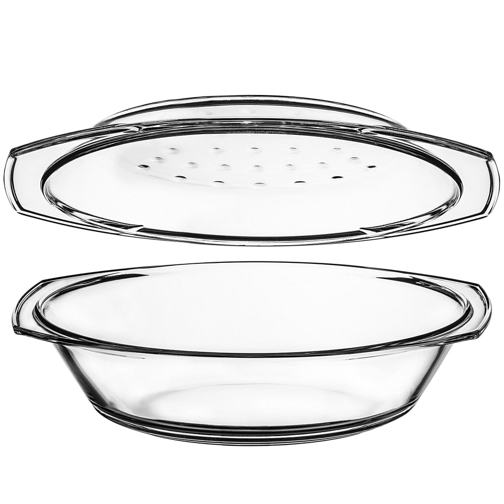 Teglia ovale in vetro KADAX con coperchio, 2,9 L