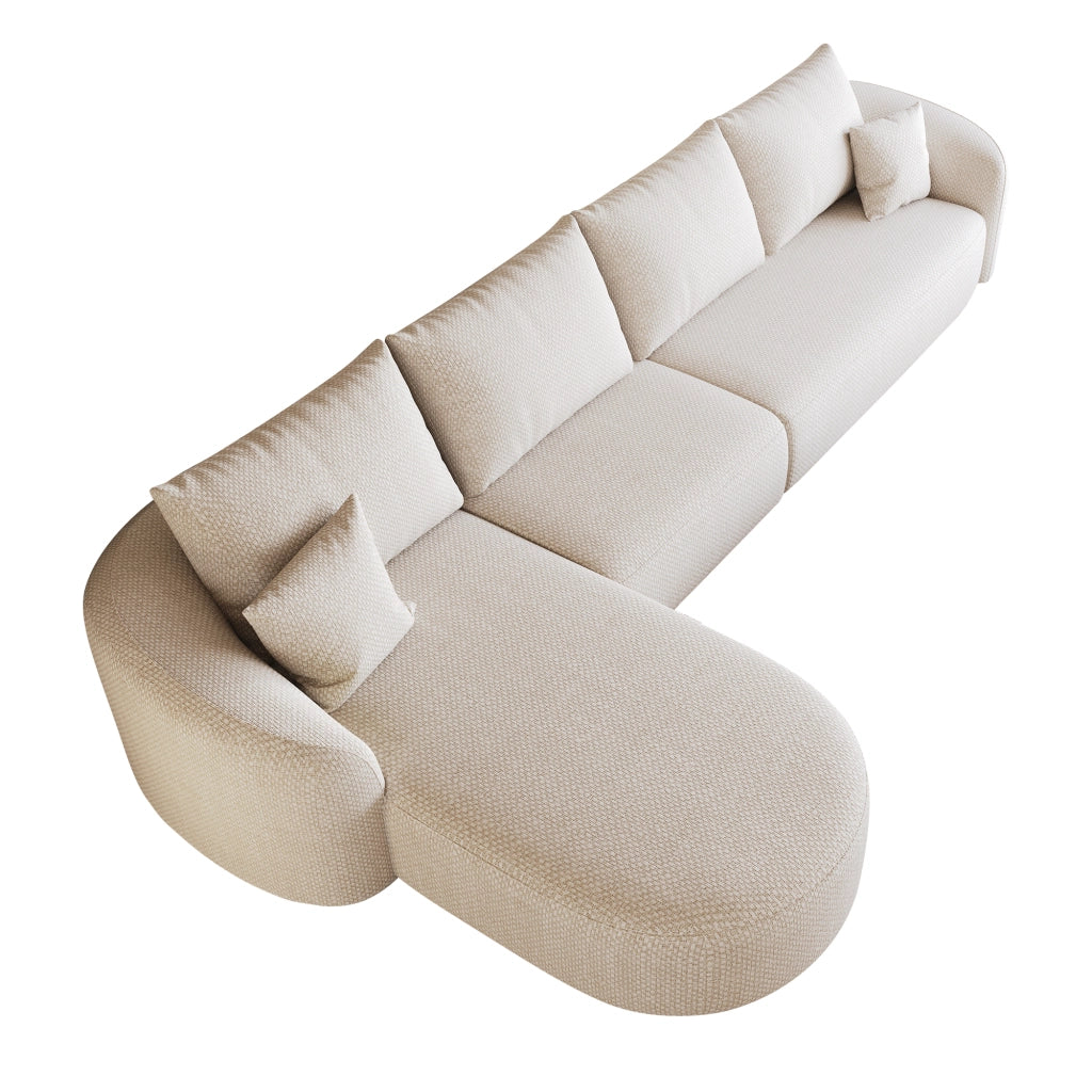 Divano angolare modulare 336 cm in tessuto bianco; senza montaggio