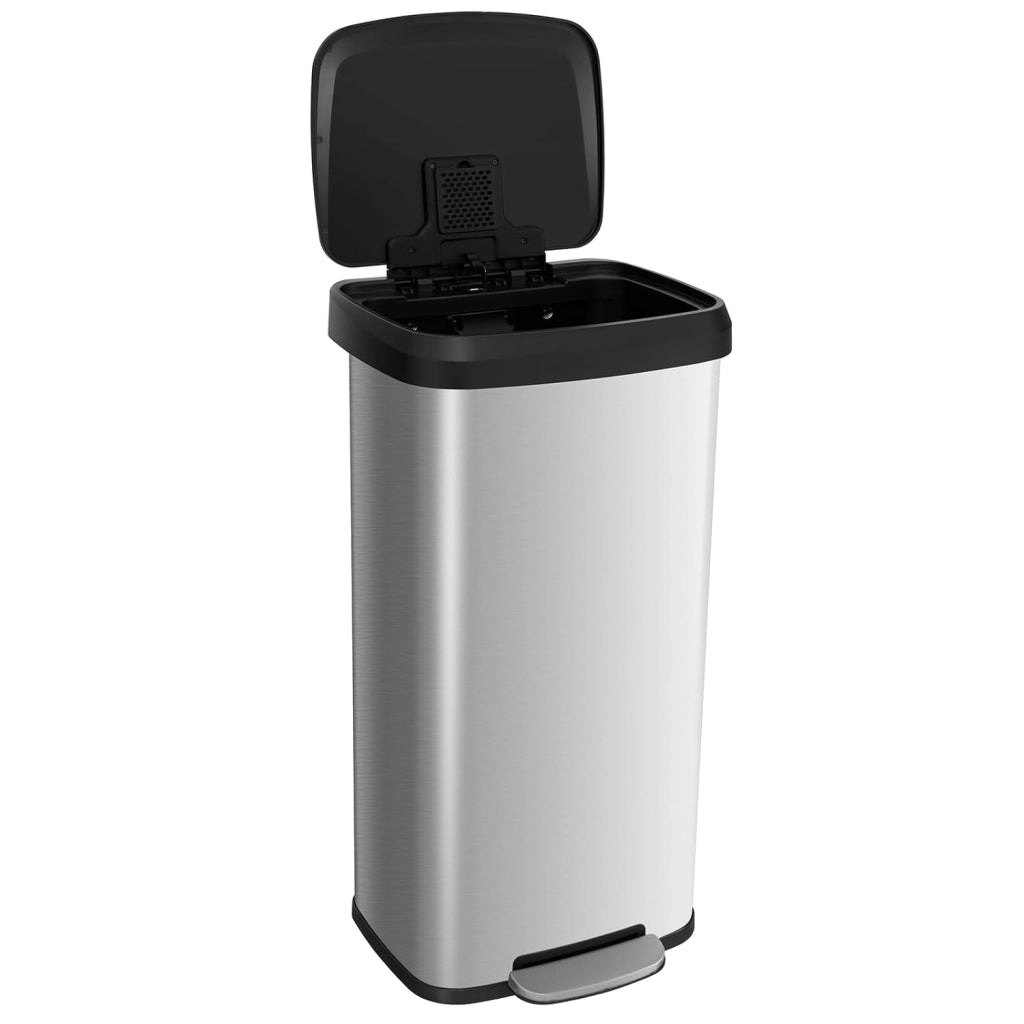 Bidone per Pattumiera, Pattumiera da Cucina con Pedale, Coperchio e Scomparto Deodorante, Ideale per Casa Ufficio, Rosa Dorato/Argento (68L, Argento)