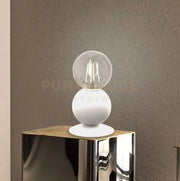 MELINA-L B Lampada da tavolo 1 luce sfera in metallo bianco opaco lampadina E27 Inclusa