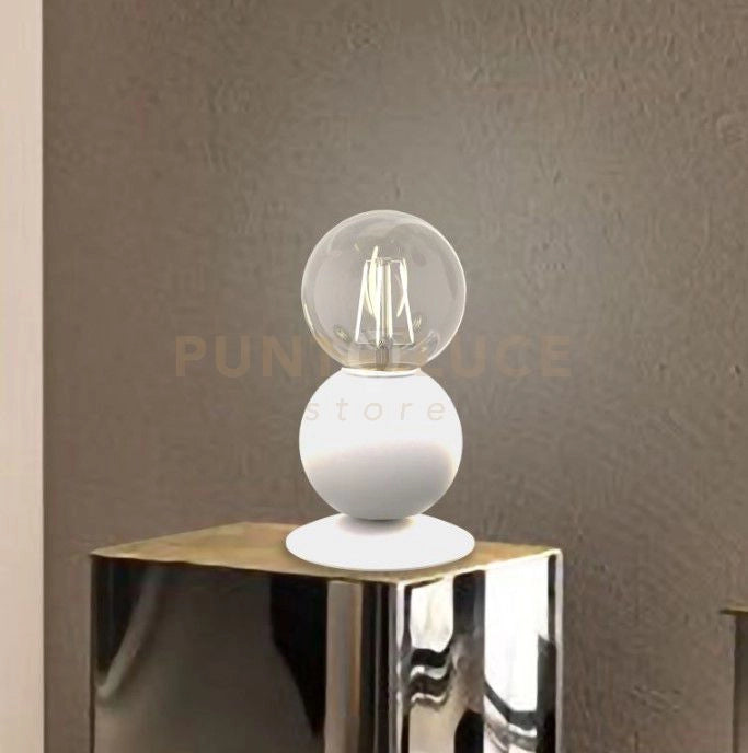 MELINA-L B Lampada da tavolo 1 luce sfera in metallo bianco opaco lampadina E27 Inclusa