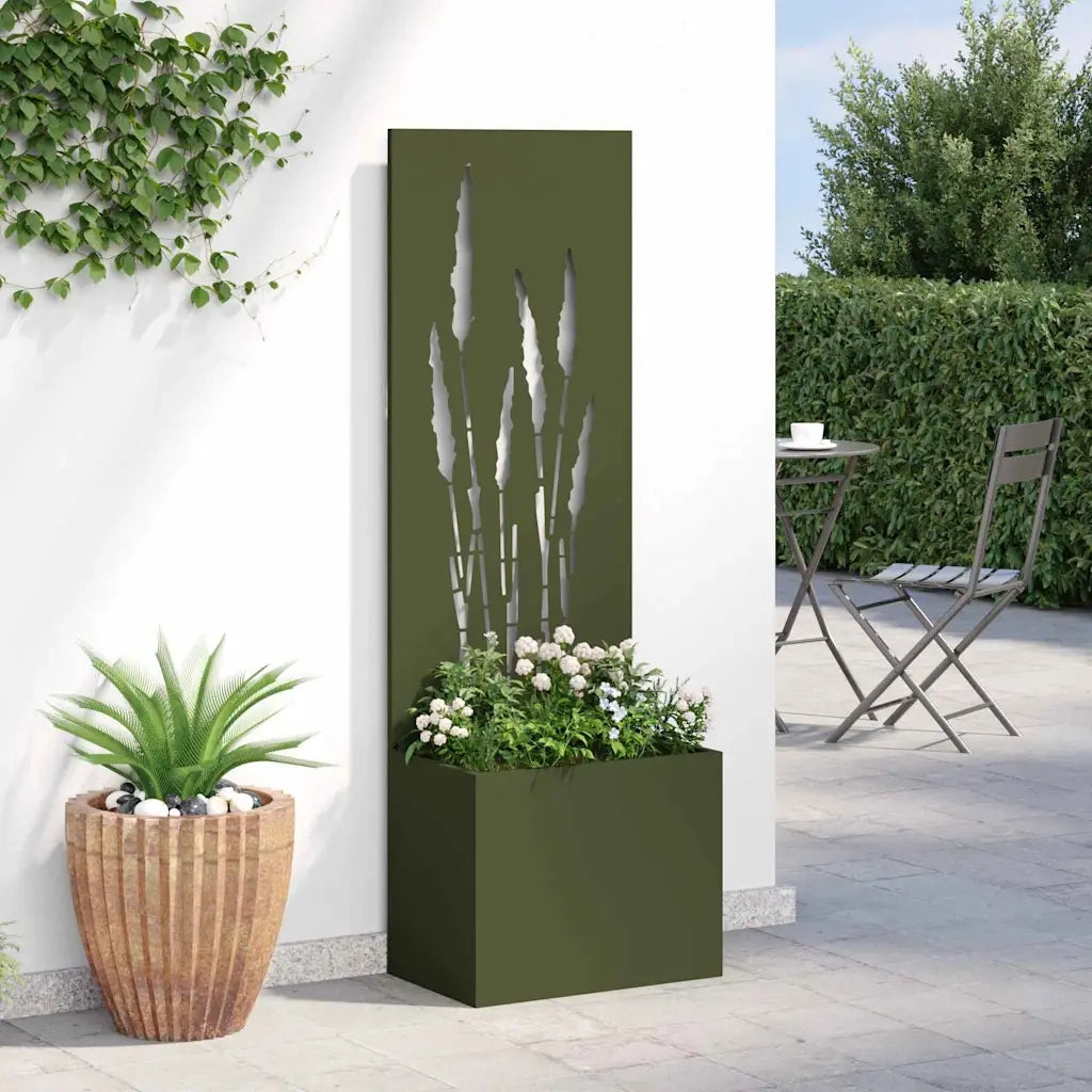 vidaXL Vaso da Giardino con Pannello Decorativo Oliver verde