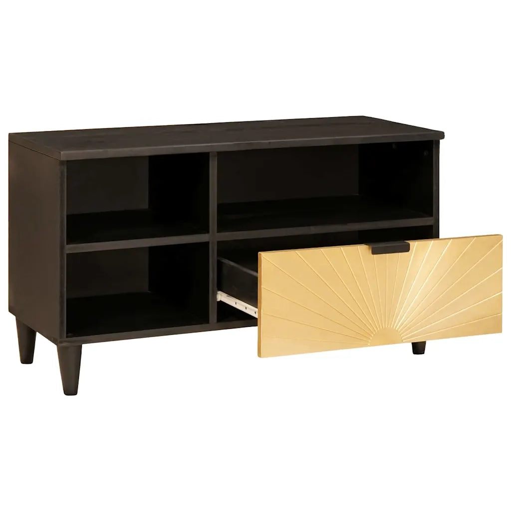 Mobile TV-Credenza per TV-Console TV Nero e Oro 80 x 33 x 46 cm Legno multistrato 192626