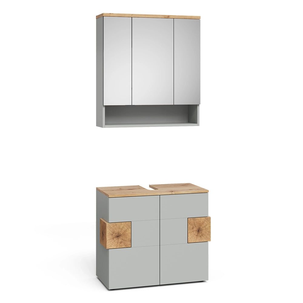 Vicco Set di mobili da bagno Grigio 2 parti