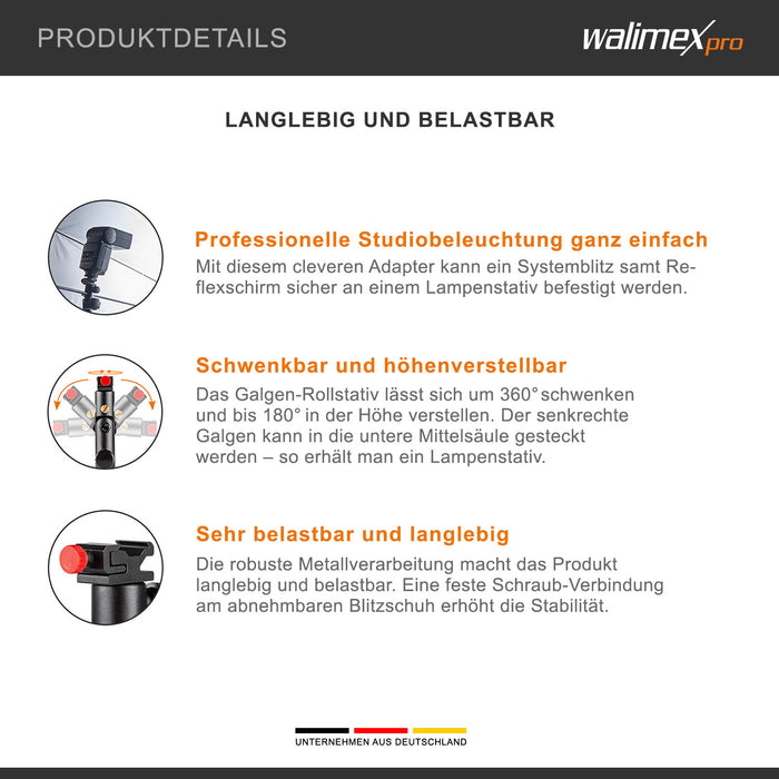 Walimex Supporto in metallo per flash e ombrelli