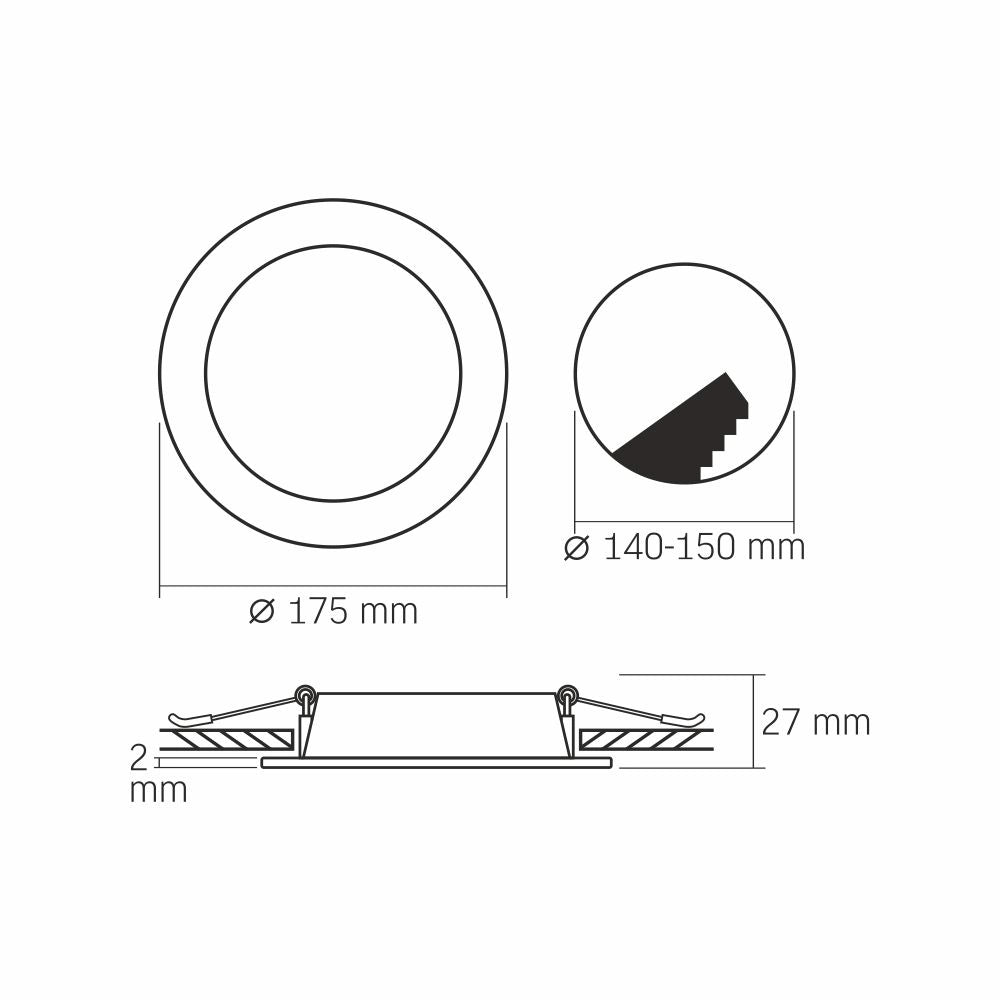 Downlight LED incasso nero tondo 12W 4000K 1350lm Videx