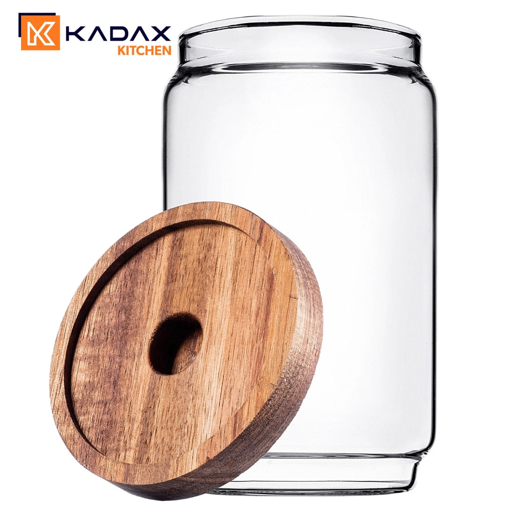Contenitore per alimenti in vetro KADAX per spezie sfuse e pasta con coperchio, barattolo da 750 ml
