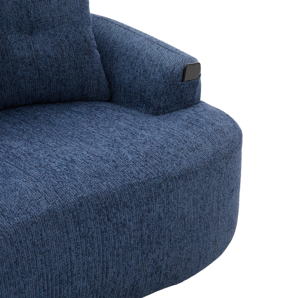 Divano a 2 posti con seduta profonda e molle insacchettate; in ciniglia blu; 164 Ã— 92 Ã— 60 cm