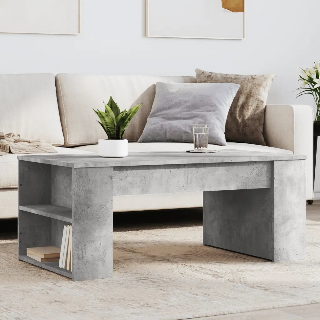 Tavolino Salotto-Tavolino da soggiorno-Tavolo Grigio Cemento 102x55x42 cm Legno Multistrato 307516
