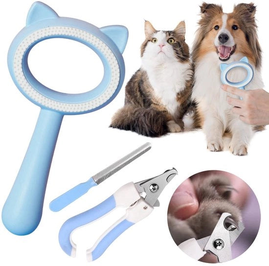 Set di spazzole per animali - Spazzola per cani e gatti - Prevenzione di nodi e ciocche - Grooming per animali - Strumenti per animali da compagnia