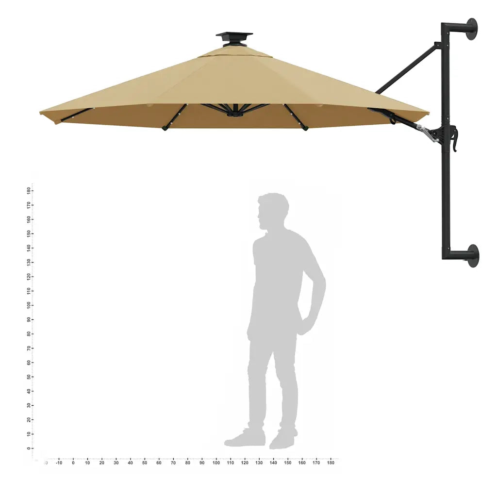 Ombrello | Parasolne da Giardino a Parete con LED 300 cm Tortora