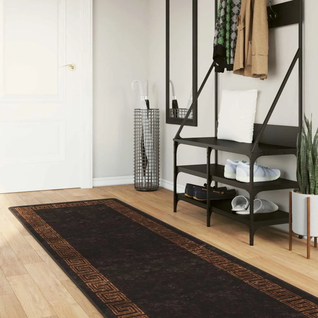 Runner Tappeto MARSA Nero 100 x 400 cm Poliestere e PVC