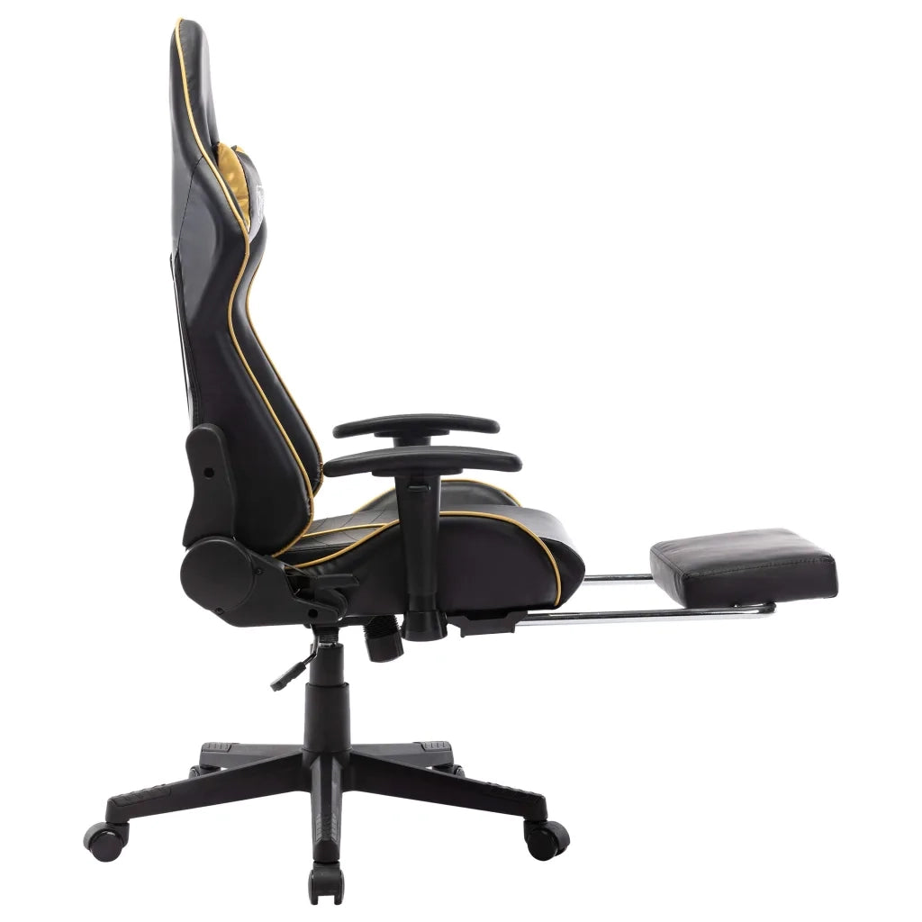 Sedia da Gaming | Sedia da e-sports con Poggiapiedi Nera e Oro in Similpelle