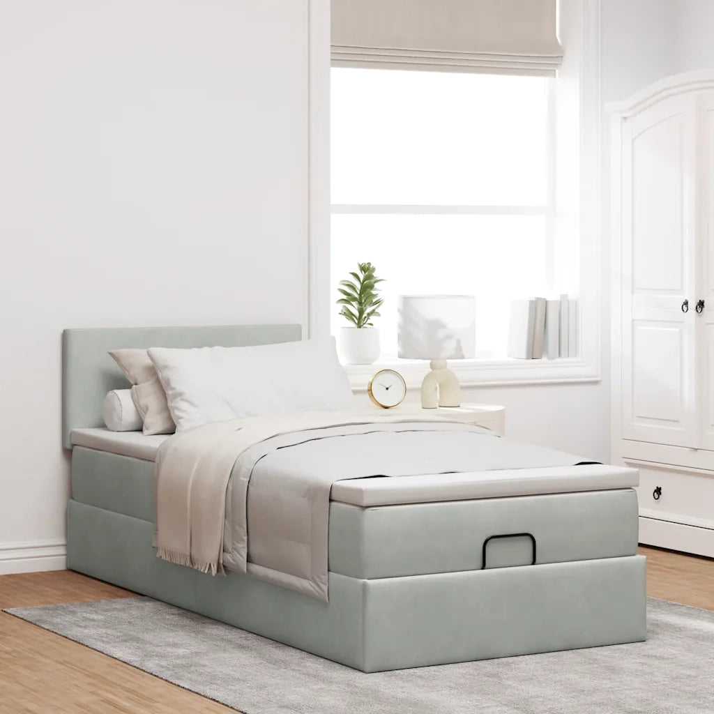 Struttura Letto Pouf con Materasso 80x200 cm in Velluto