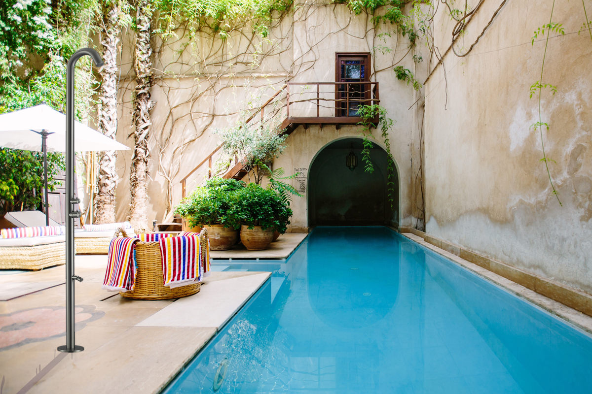 Doccia da Giardino 228,9x18x25 cm con Soffione e Lavapiedi Sined Quartu Canna di fucile