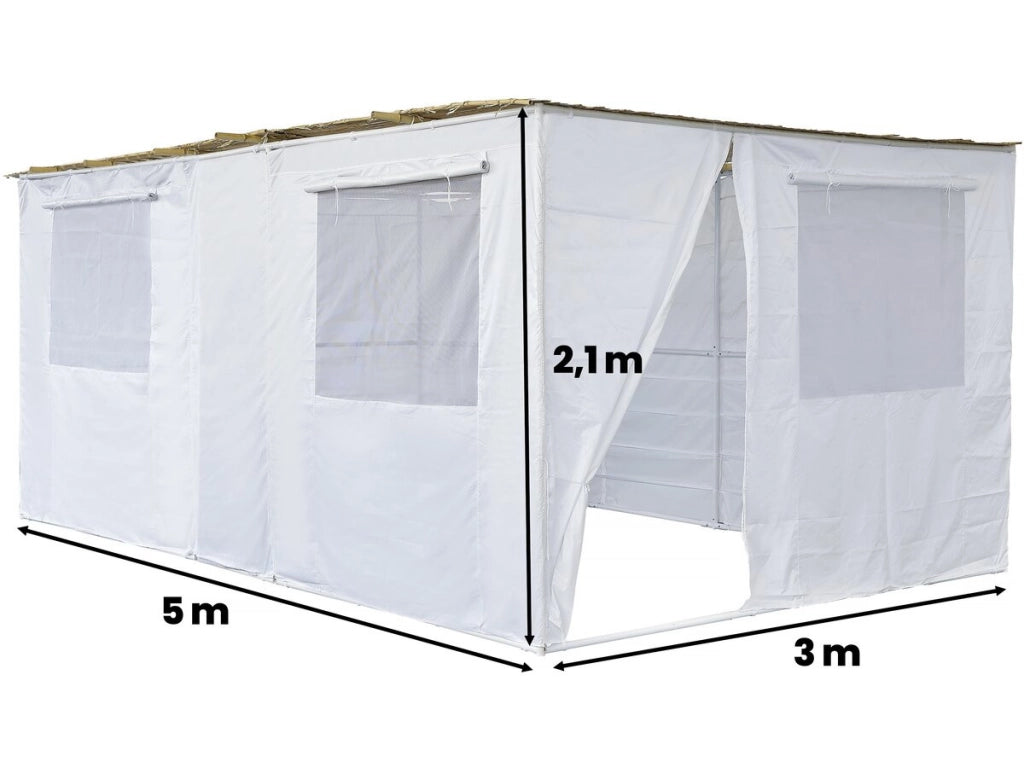 Kit Sukkah in NINA Regolabile 5 x 3 m - 4 Rotoli di Canna di Bambù e 5 Doghe in Legno