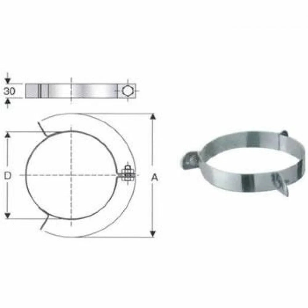 Inox mono parete aisi 316 fascet ta per cavi tiranti d.080