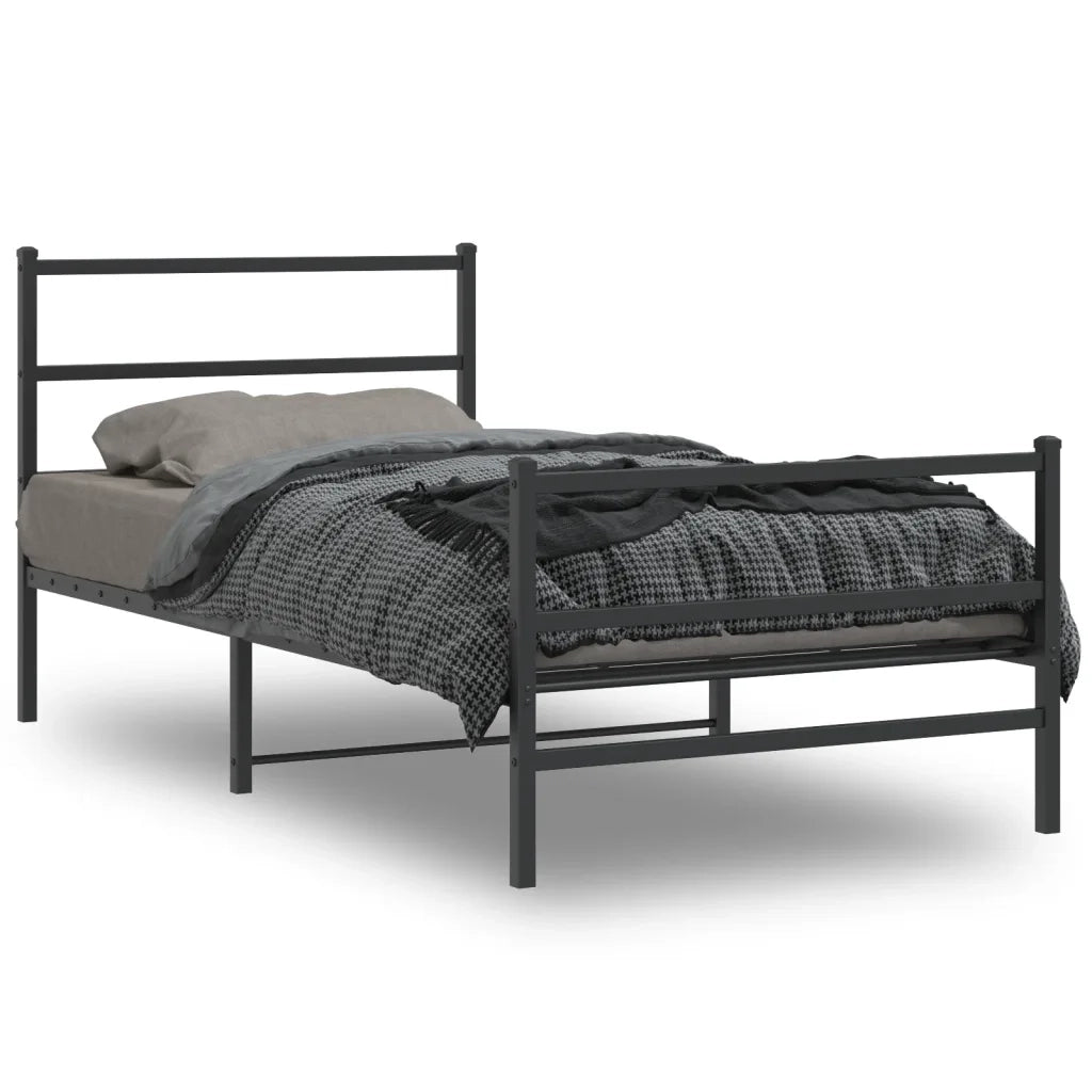 Giroletto con Testiera e Pediera Metallo Nero 107x203 cmcod mxl 86517