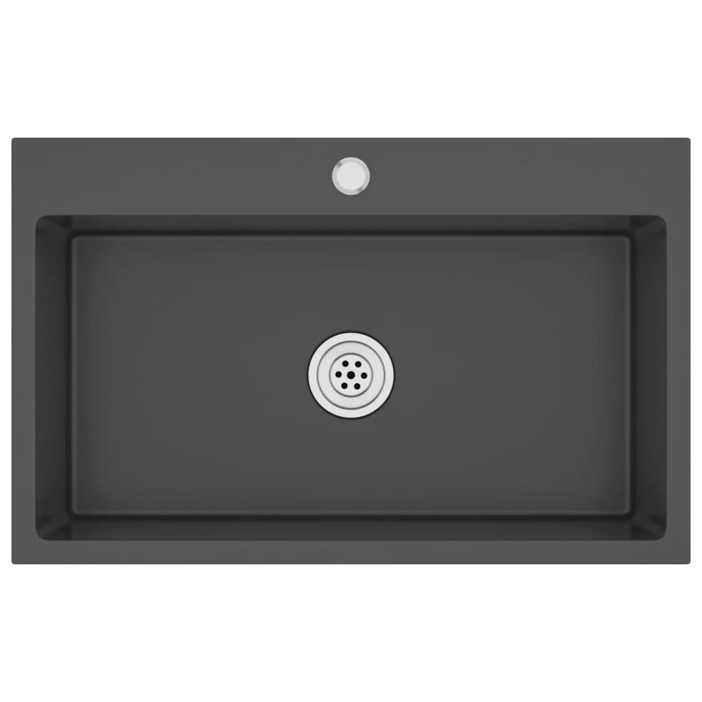 Lavello da cucina fatto a mano 70 x 44 cm acciaio inox nero 02_0002466