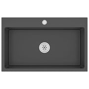 Lavello da cucina fatto a mano 70 x 44 cm acciaio inox nero 02_0002466