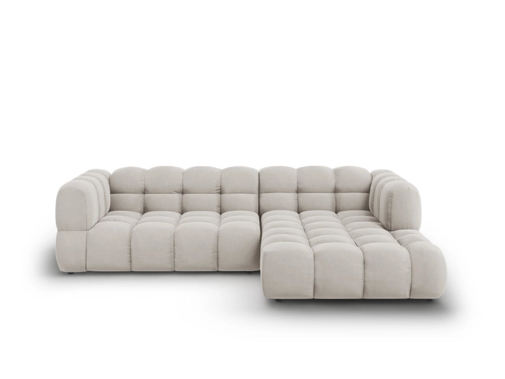 Cosmopolitan Design - Divano angolare modulare destro "Sky" 4 posti in velluto beige chiaro 