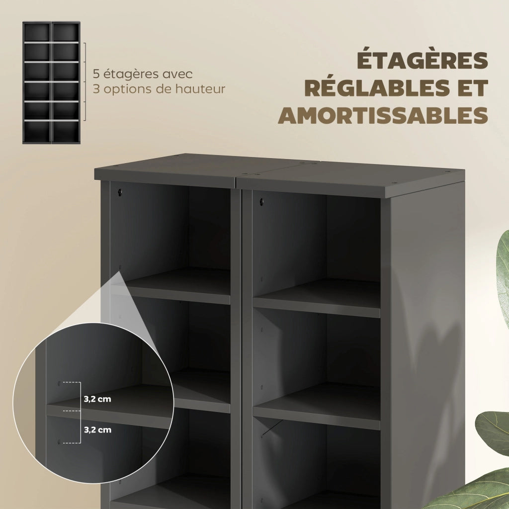 Libreria Colonna 2 Pezzi ¨C Xylo ¨C Nero 12 Scomparti 21x22,5x88,5cm