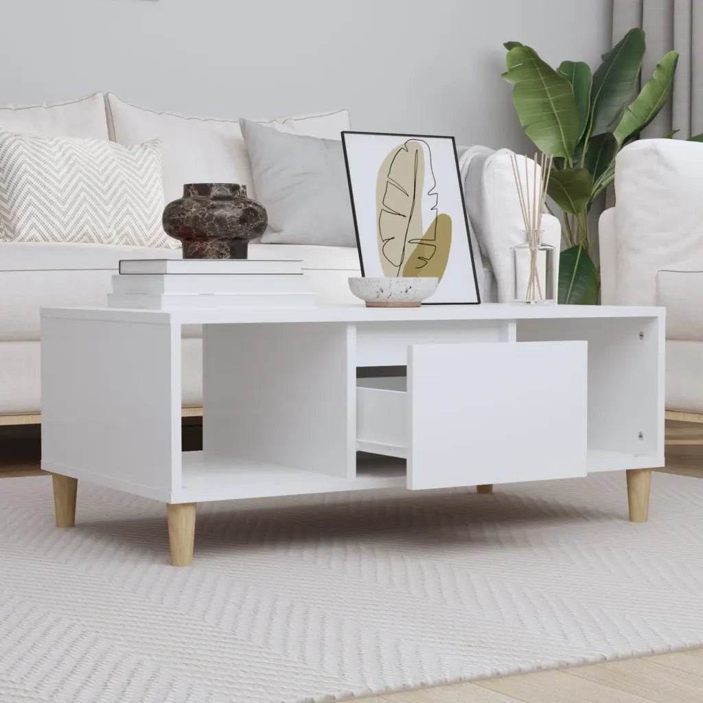 Tavolino da salotto | Tavolino da caff¨¨ | Tavolino da Soggiorno Bianco 90x50x36,5 cm in Legno Multistrato