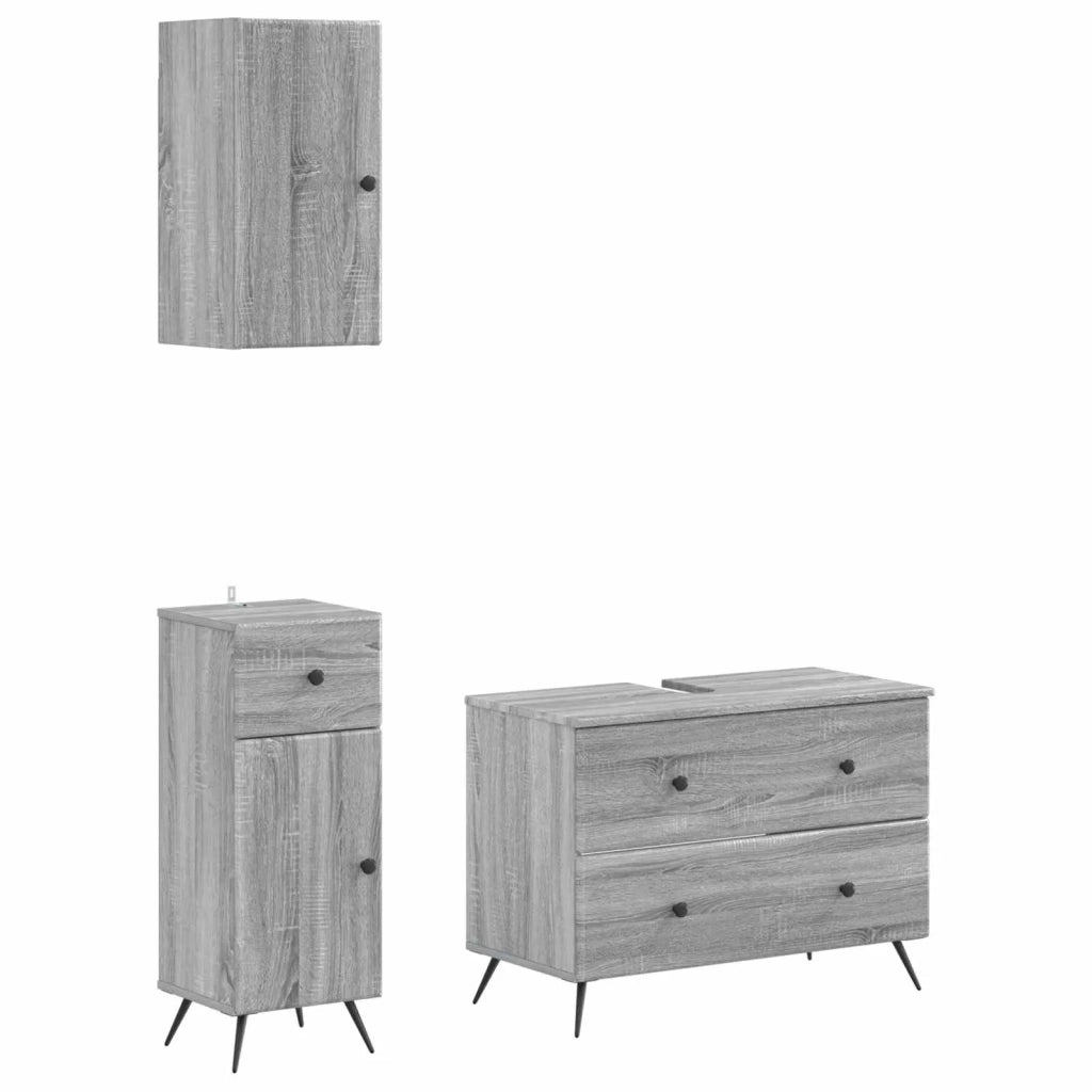 Set di armadietti da bagno in 3 pezzi BREDA Sonoma grigio 3417807