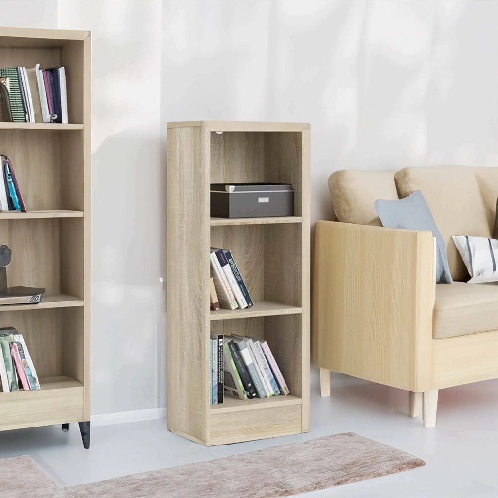 Libreria Alcesti, Scaffale da ufficio, Mobile portalibri, Biblioteca, 41x27 h107 cm, Quercia