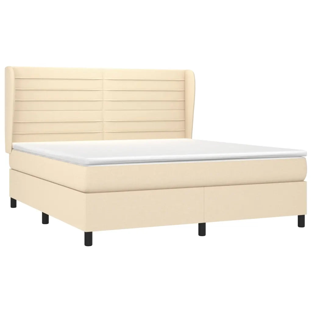 Giroletto a Molle con Materasso Crema 160x200 cm in Tessuto