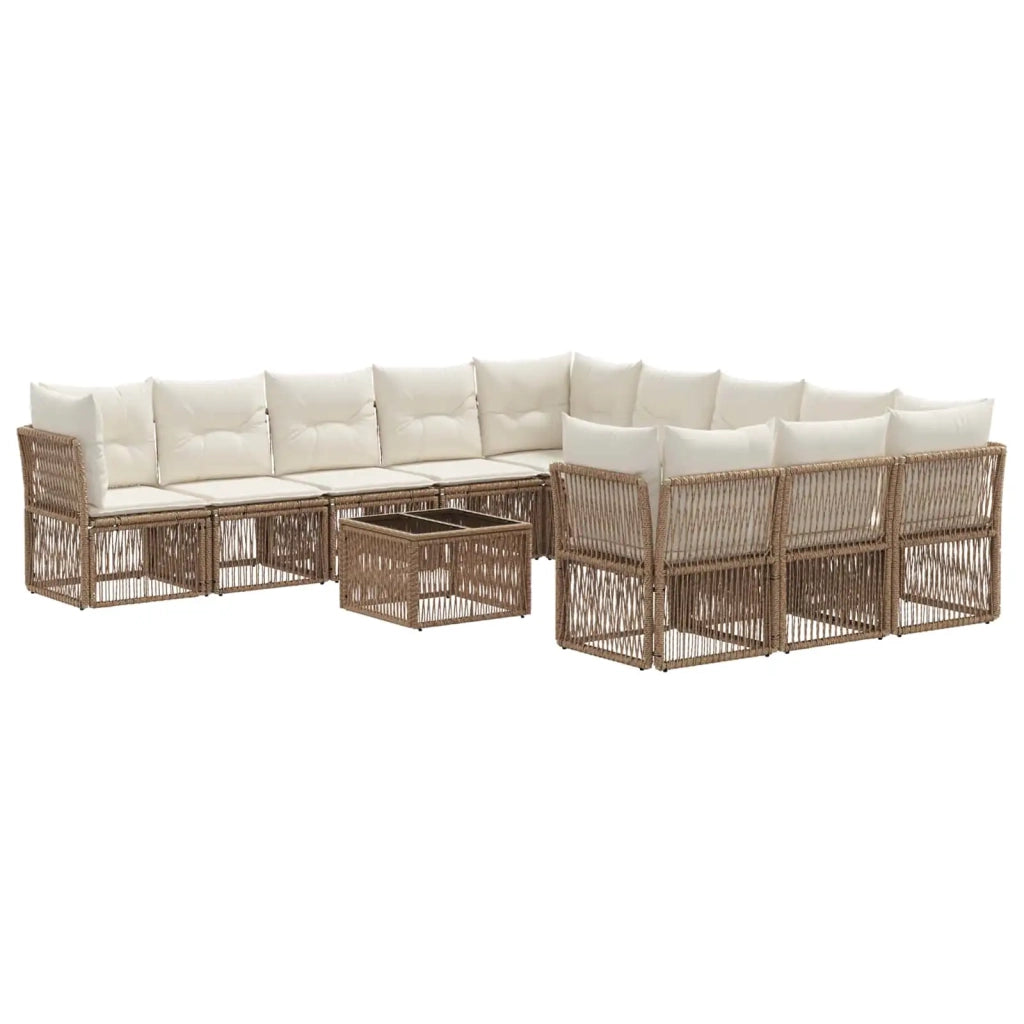 Set Divano da Giardino 12 pcs Beige polyrattan