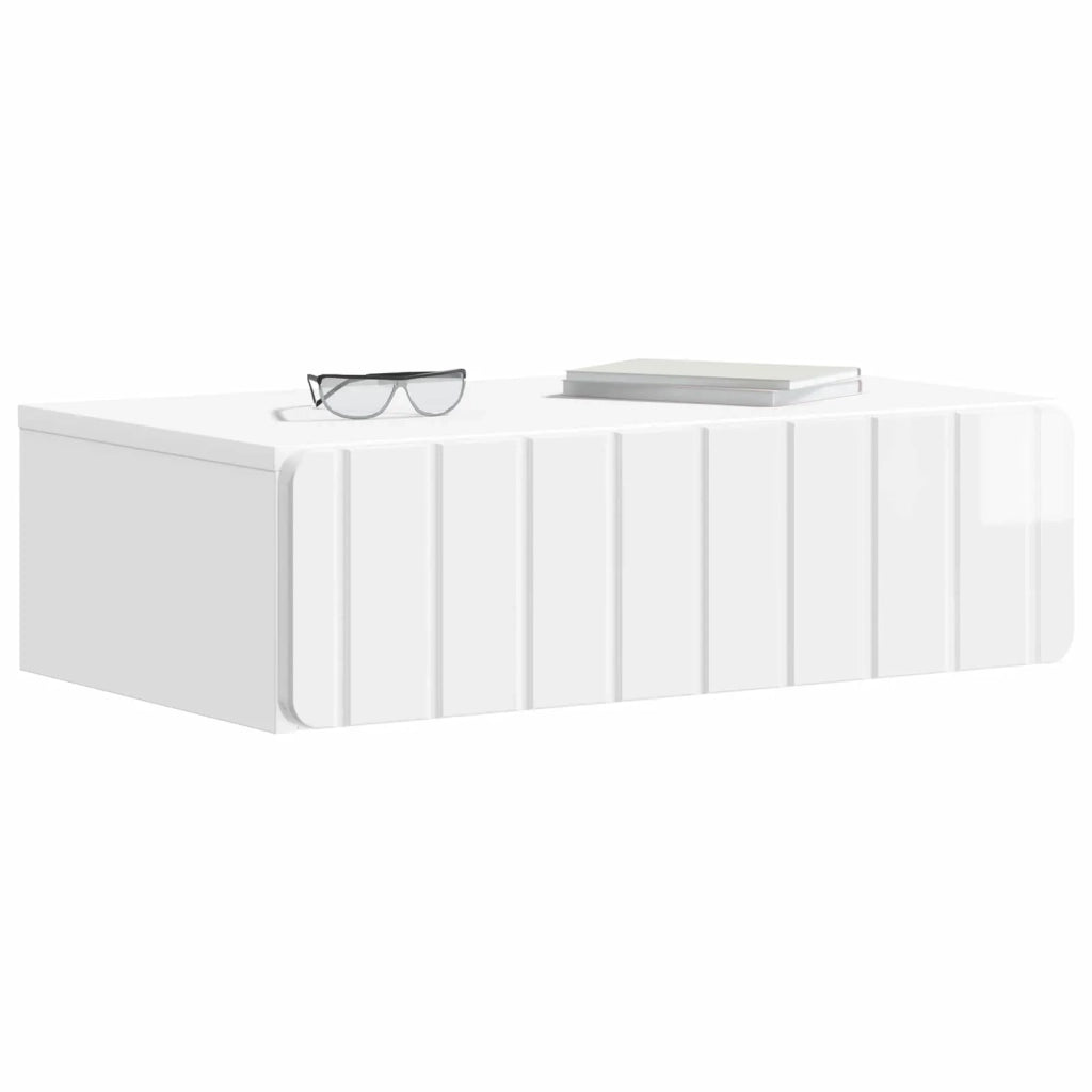 Tavolino da Parete Laterale Bianco Lucido 59 x 34,5 x 17 cm 898319
