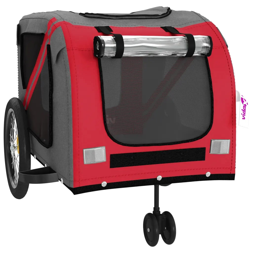 Rimorchio da Bici per Animali Rosso e Grigio Oxford e Ferro CFW2633625