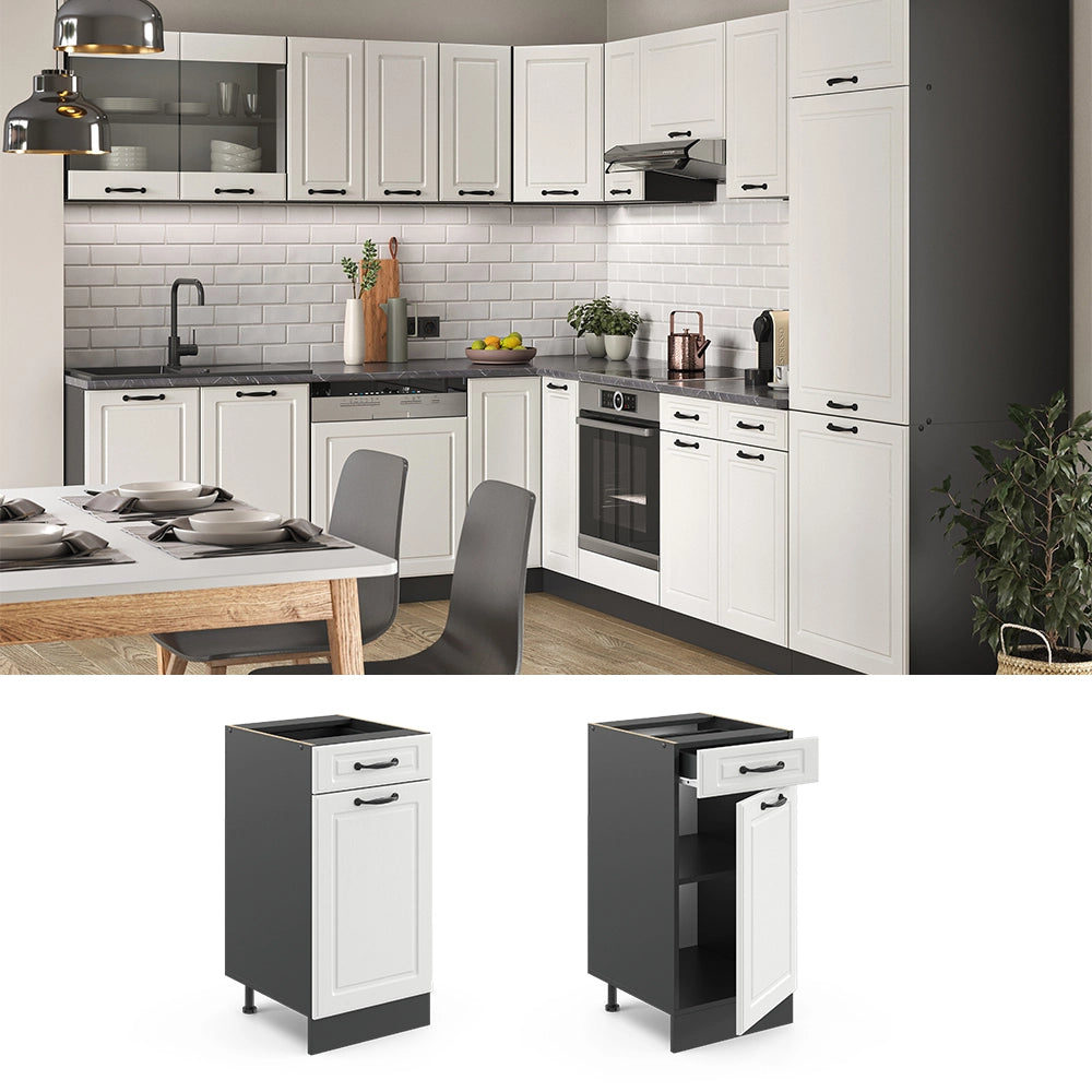 Vicco Mobiletto base per cucina Bianco casa di campagna 40 cm , PL Marmo